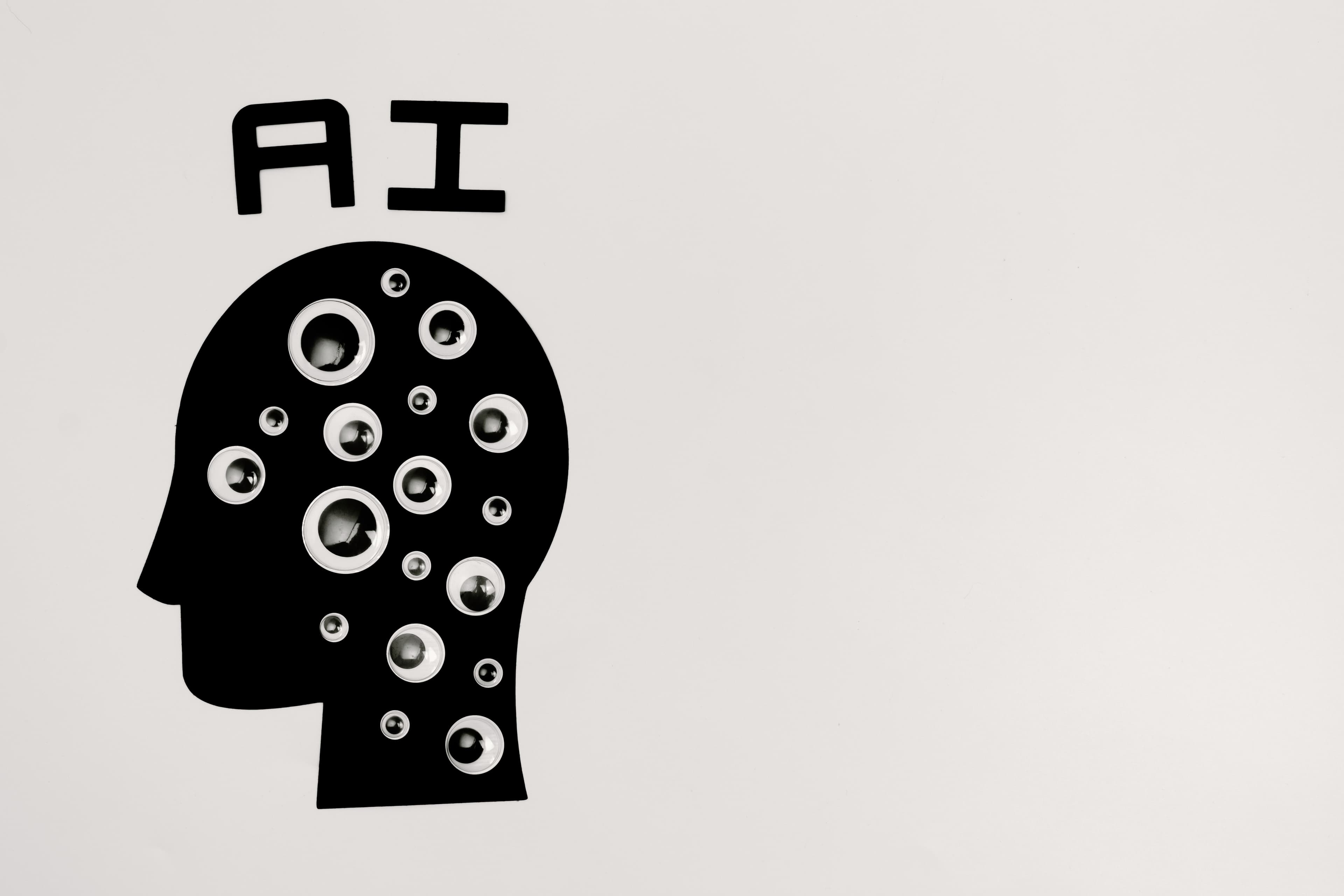 Illustration of an AI robot working at a desk